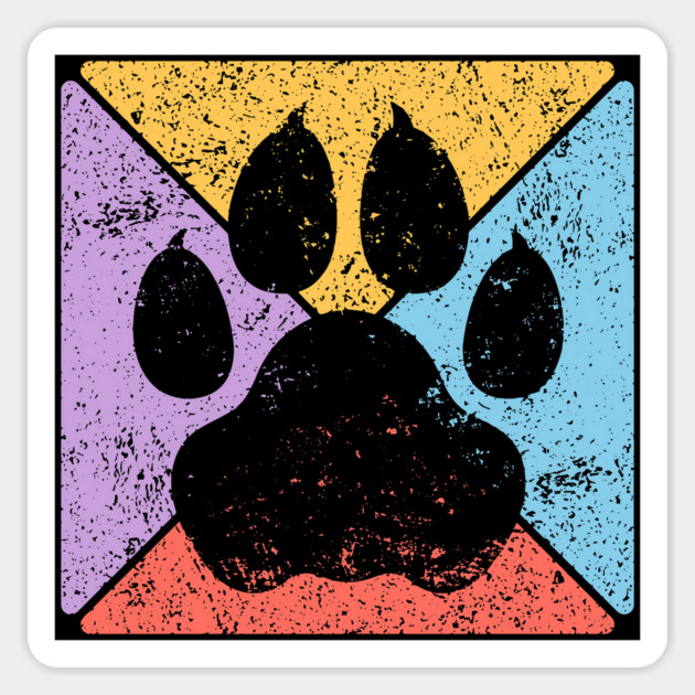 Paw Print Grunge Pop Art – Minimalist Animal Lover Design Magnet by TuncGK