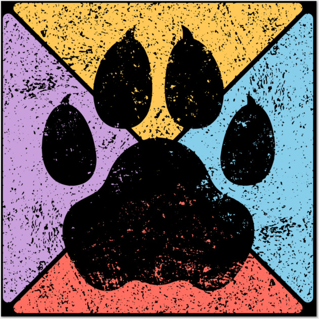 Paw Print Grunge Pop Art – Minimalist Animal Lover Design Wall Art by TuncGK