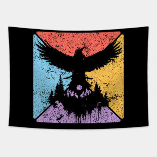Raven Tribal Pop Art – Mystical Gothic Bird Design Tapestry