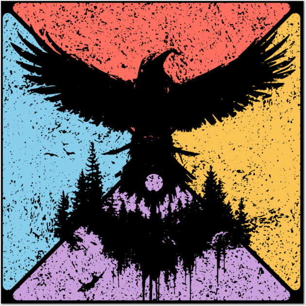 Raven Tribal Pop Art – Mystical Gothic Bird Design Wall Art by TuncGK