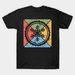 Snowflake Tribal Pop Art – Distressed Winter Aesthetic T-Shirt