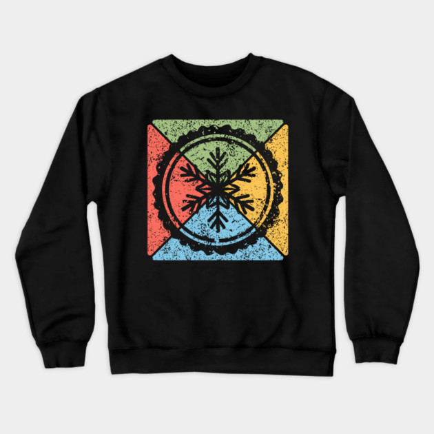 Snowflake Tribal Pop Art – Distressed Winter Aesthetic Crewneck Sweatshirt by TuncGK