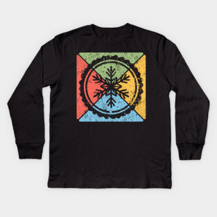 Snowflake Tribal Pop Art – Distressed Winter Aesthetic Kids Long Sleeve T-Shirt