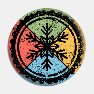 Snowflake Tribal Pop Art – Distressed Winter Aesthetic Pin