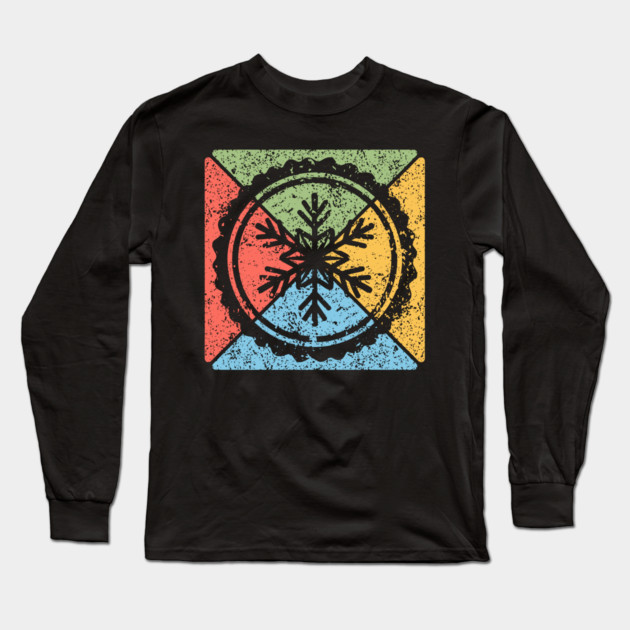 Snowflake Tribal Pop Art – Distressed Winter Aesthetic Long Sleeve T-Shirt by TuncGK