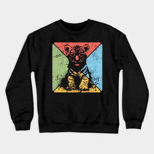Tiger Cub Retro Pop Art – Wild and Free Animal Aesthetic Crewneck Sweatshirt