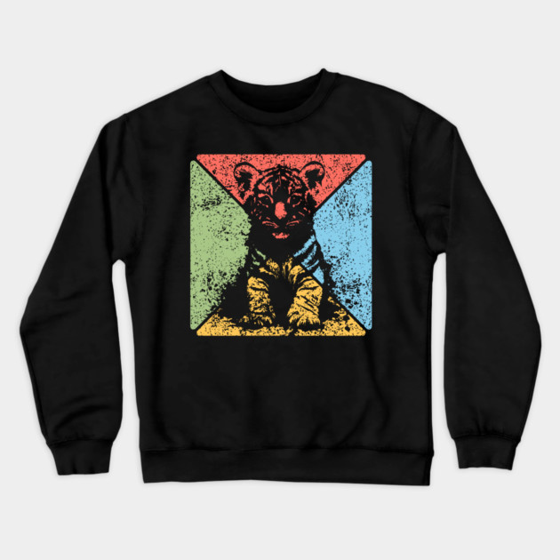 Tiger Cub Retro Pop Art – Wild and Free Animal Aesthetic Crewneck Sweatshirt by TuncGK