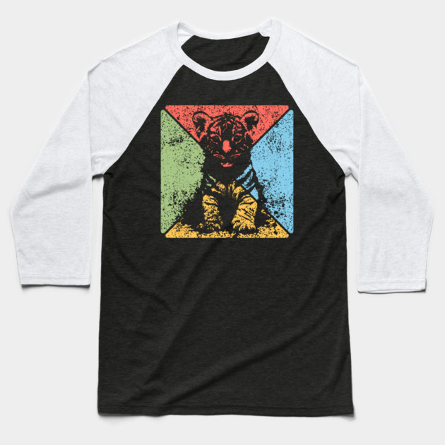 Tiger Cub Retro Pop Art – Wild and Free Animal Aesthetic Baseball T-Shirt by TuncGK