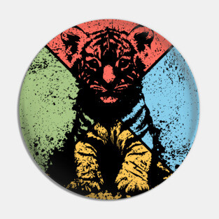 Tiger Cub Retro Pop Art – Wild and Free Animal Aesthetic Pin