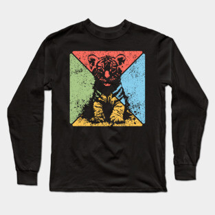 Tiger Cub Retro Pop Art – Wild and Free Animal Aesthetic Long Sleeve T-Shirt