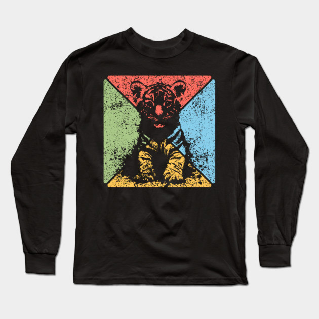 Tiger Cub Retro Pop Art – Wild and Free Animal Aesthetic Long Sleeve T-Shirt by TuncGK