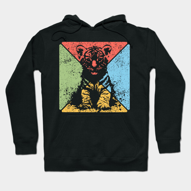 Tiger Cub Retro Pop Art – Wild and Free Animal Aesthetic Hoodie by TuncGK