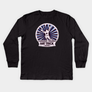 Hat Trick Hero – Vintage Hockey Design Kids Long Sleeve T-Shirt