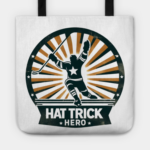 Hat Trick Hero – Vintage Hockey Design Tote by Ben's Store 1