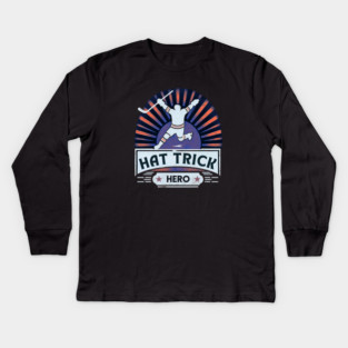 Hat Trick Hero – Vintage Hockey Design Kids Long Sleeve T-Shirt