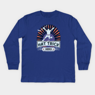 Hat Trick Hero – Vintage Hockey Design Kids Long Sleeve T-Shirt