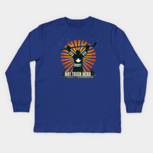 Hat Trick Hero – Vintage Hockey Design Kids Long Sleeve T-Shirt