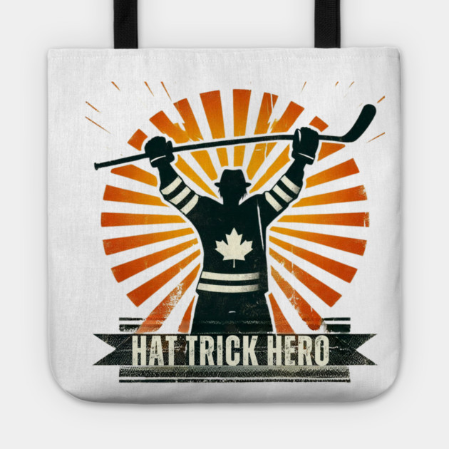 Hat Trick Hero – Vintage Hockey Design Tote by Ben's Store 1