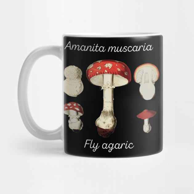 Fly Agaric - white on black by Four Season Foraging
