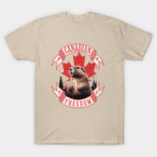 Canadian Freedom Beaver & Maple Leaf Retro Vintage Canada Pride T-Shirt
