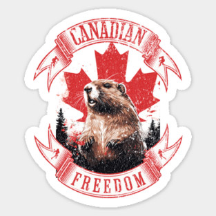 Canadian Freedom Beaver & Maple Leaf Retro Vintage Canada Pride Sticker