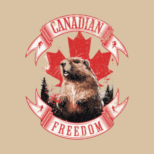 Canadian Freedom Beaver & Maple Leaf Retro Vintage Canada Pride T-Shirt