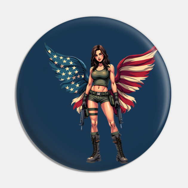 American Flag Angel Pin by animegirlnft