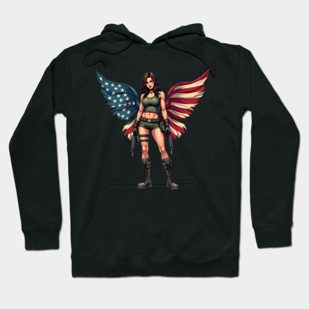 American Flag Angel Hoodie by animegirlnft