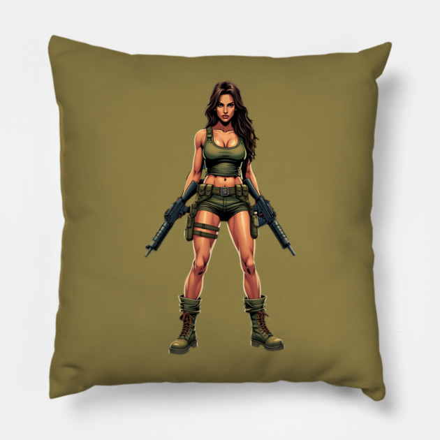 Military Pinup Girl Pillow by animegirlnft