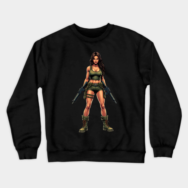 Military Pinup Girl Crewneck Sweatshirt by animegirlnft