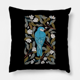 Bluebird and Apple Blossoms Pillow
