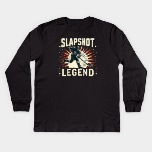 Title: Slapshot Legend – Unleash the Power Kids Long Sleeve T-Shirt