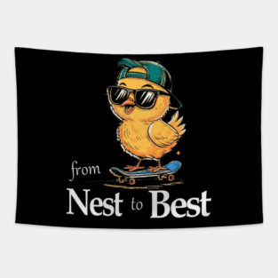 From Nest To Best Funny Baby Cool Easter Chick Sunglasses Tapestry