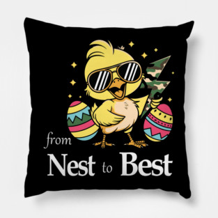 From Nest To Best Funny Baby Cool Easter Chick Sunglasses Pillow