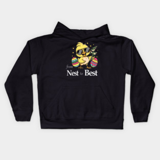 From Nest To Best Funny Baby Cool Easter Chick Sunglasses Kids Hoodie