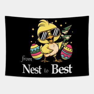 From Nest To Best Funny Baby Cool Easter Chick Sunglasses Tapestry