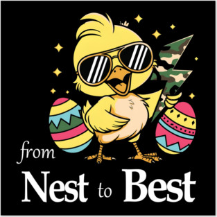 From Nest To Best Funny Baby Cool Easter Chick Sunglasses Posters and Art