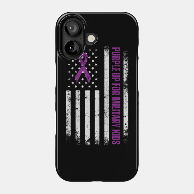 Purple Up For Military Kids Usa Flag Phone Case by Creatifly Graphic Tees