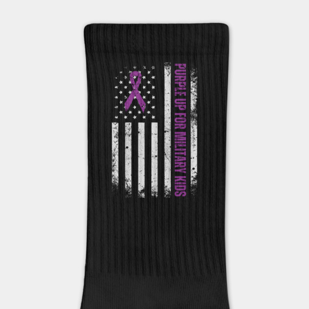 Purple Up For Military Kids Usa Flag by Creatifly Graphic Tees