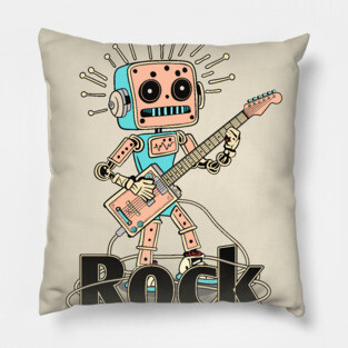 Metal Pulse. Robot Guitarist (Color) Pillow