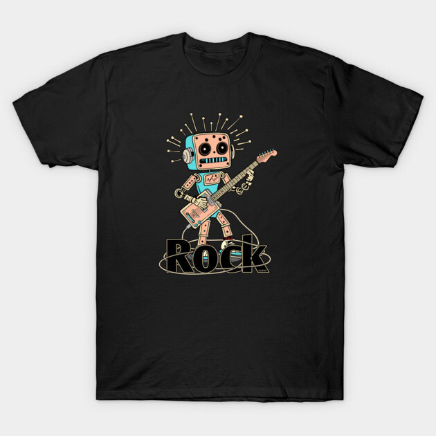 Metal Pulse. Robot Guitarist (Color) T-Shirt by filiposwear