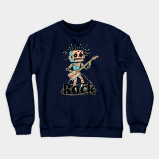 Metal Pulse. Robot Guitarist (Color) Crewneck Sweatshirt