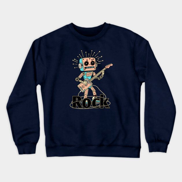 Metal Pulse. Robot Guitarist (Color) Crewneck Sweatshirt by filiposwear
