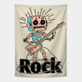 Metal Pulse. Robot Guitarist (Color) Tapestry