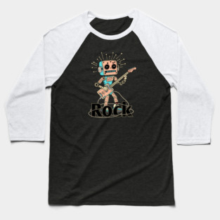 Metal Pulse. Robot Guitarist (Color) Baseball T-Shirt
