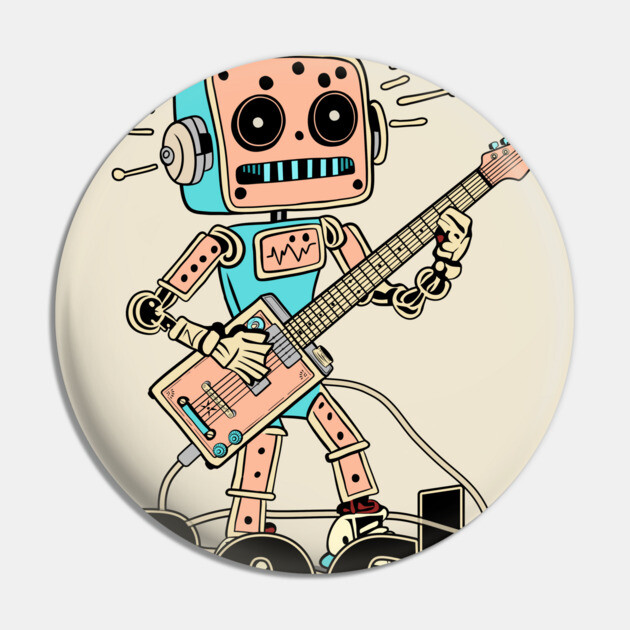 Metal Pulse. Robot Guitarist (Color) Pin by filiposwear