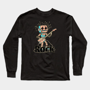 Metal Pulse. Robot Guitarist (Color) Long Sleeve T-Shirt