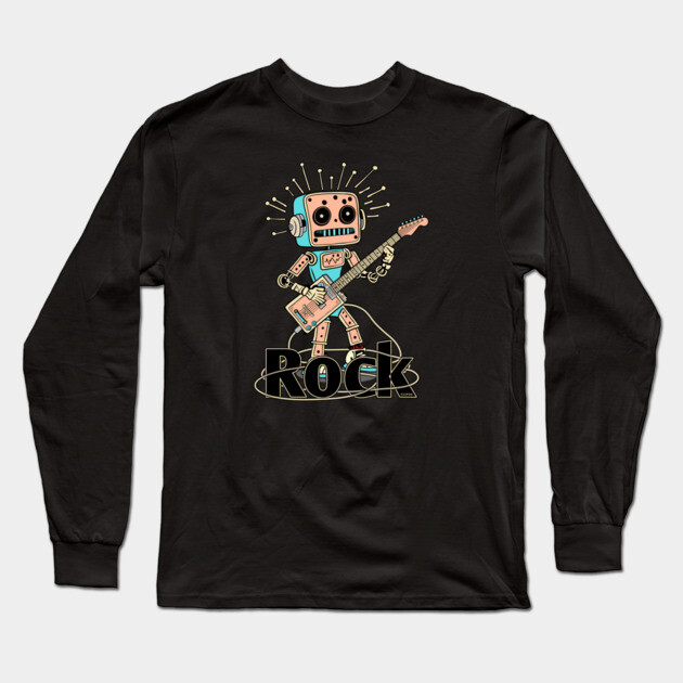 Metal Pulse. Robot Guitarist (Color) Long Sleeve T-Shirt by filiposwear