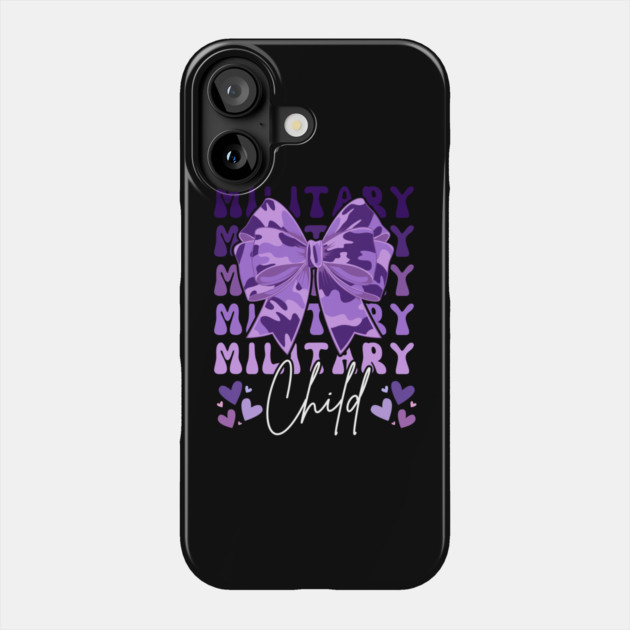 Military Child Coquette Bow Purple Phone Case by Creatifly Graphic Tees