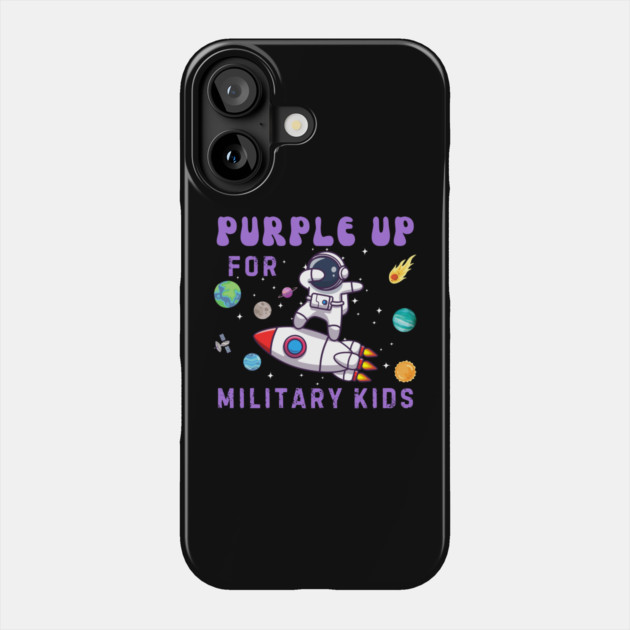 Purple Up For Military Kids Astronaut Phone Case by Creatifly Graphic Tees